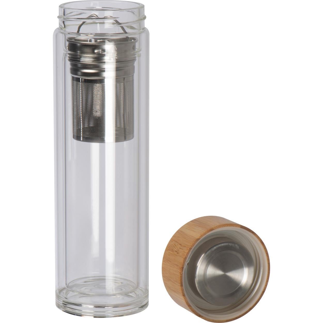 420 ml dubbelwandige glazen fles met bamboo deksel 153