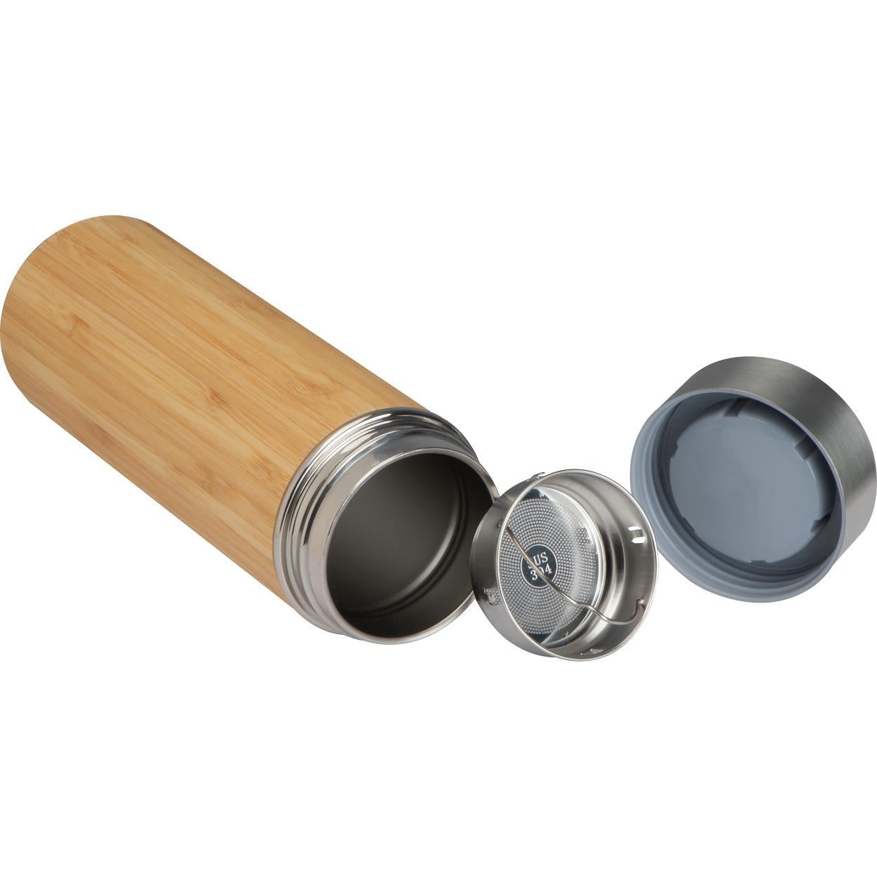 Drinkbeker RVS met bamboelook sample