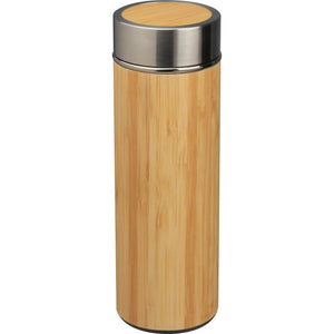 Drinkbeker RVS met bamboelook bedrukken