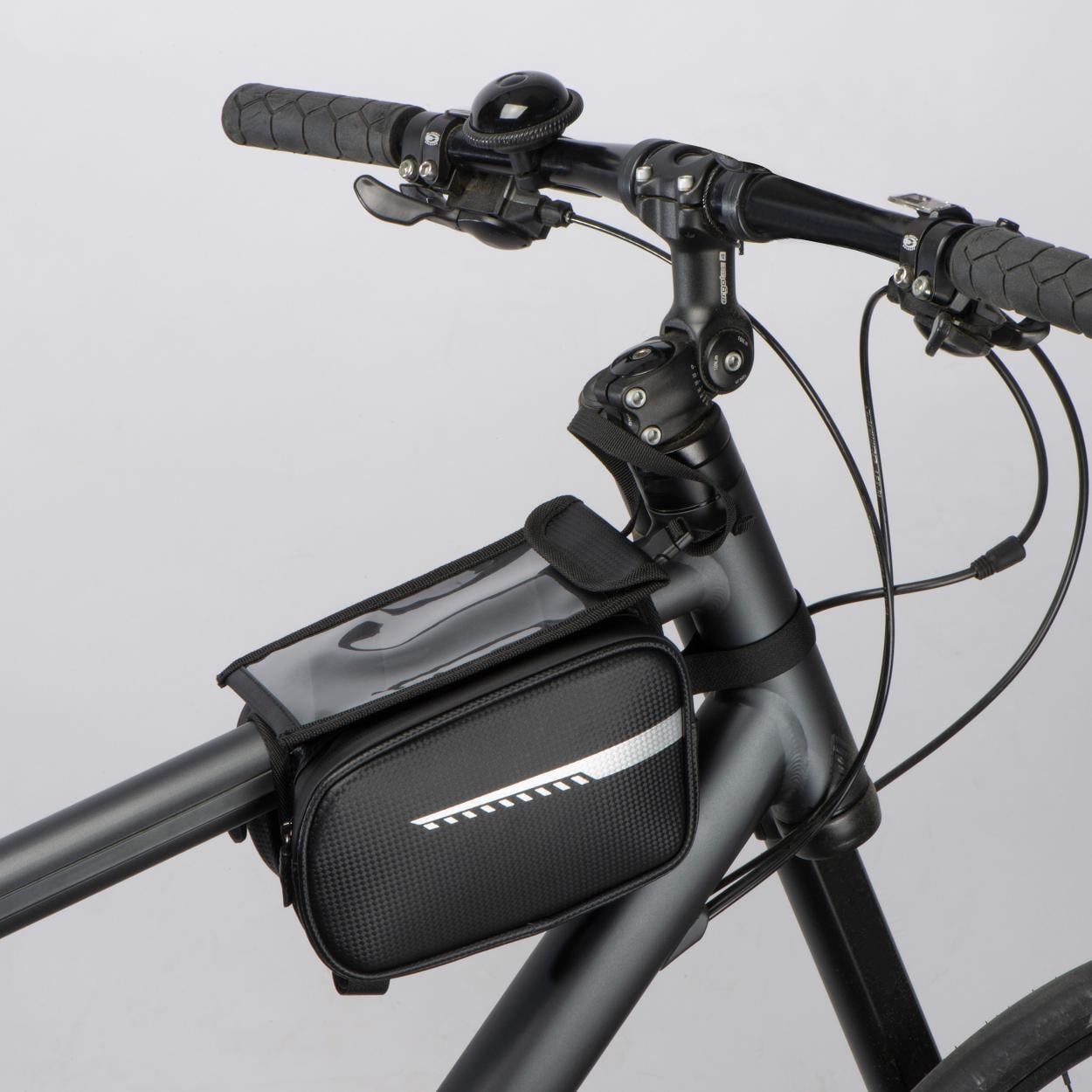 Fietstas met 2 vakjes en vakje voor smartphone sample