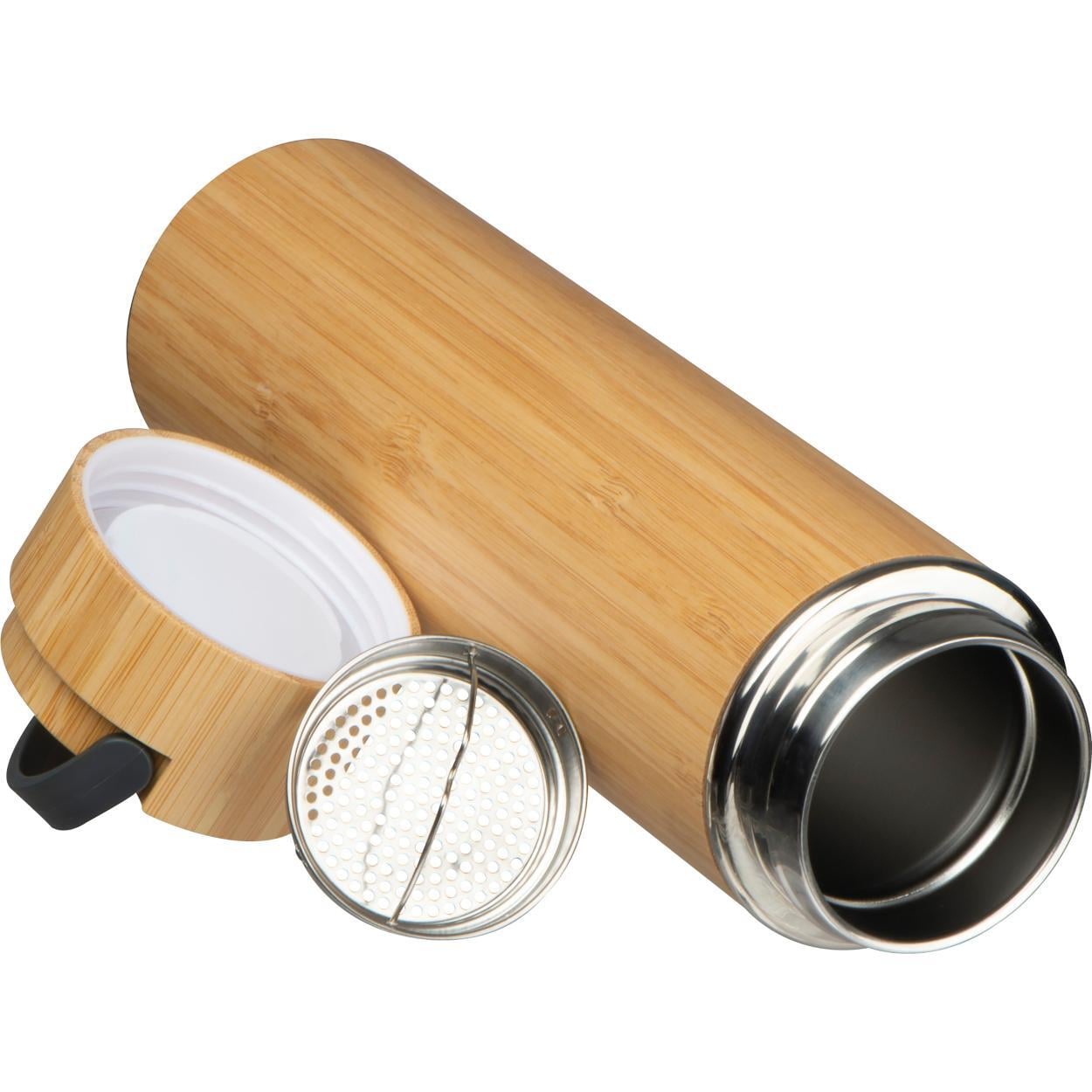 Drinkfles met zeef en bamboe ommanteling sample