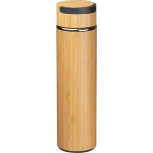 Drinkfles met zeef en bamboe ommanteling 3128