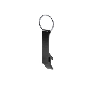 Opener sleutelhanger met stiksels zwart Graveren