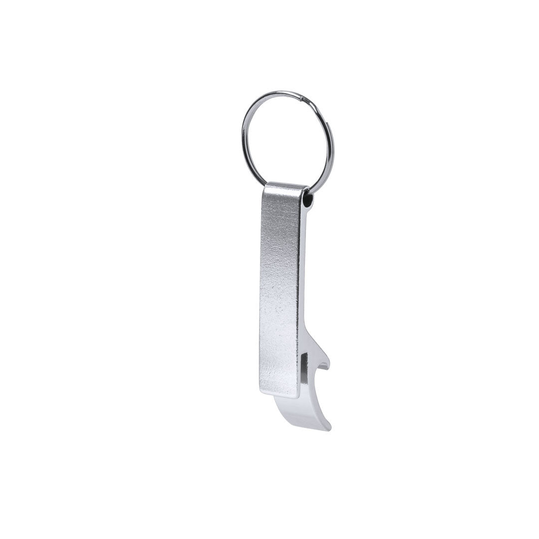 Opener sleutelhanger met stiksels blauw Graveren