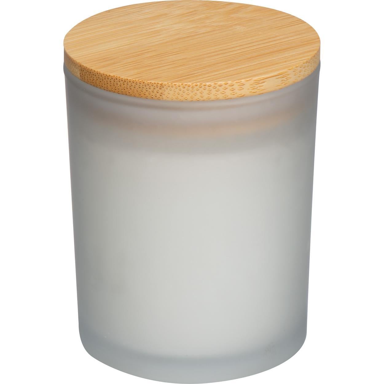Kaars in glas met bamboedeksel sample