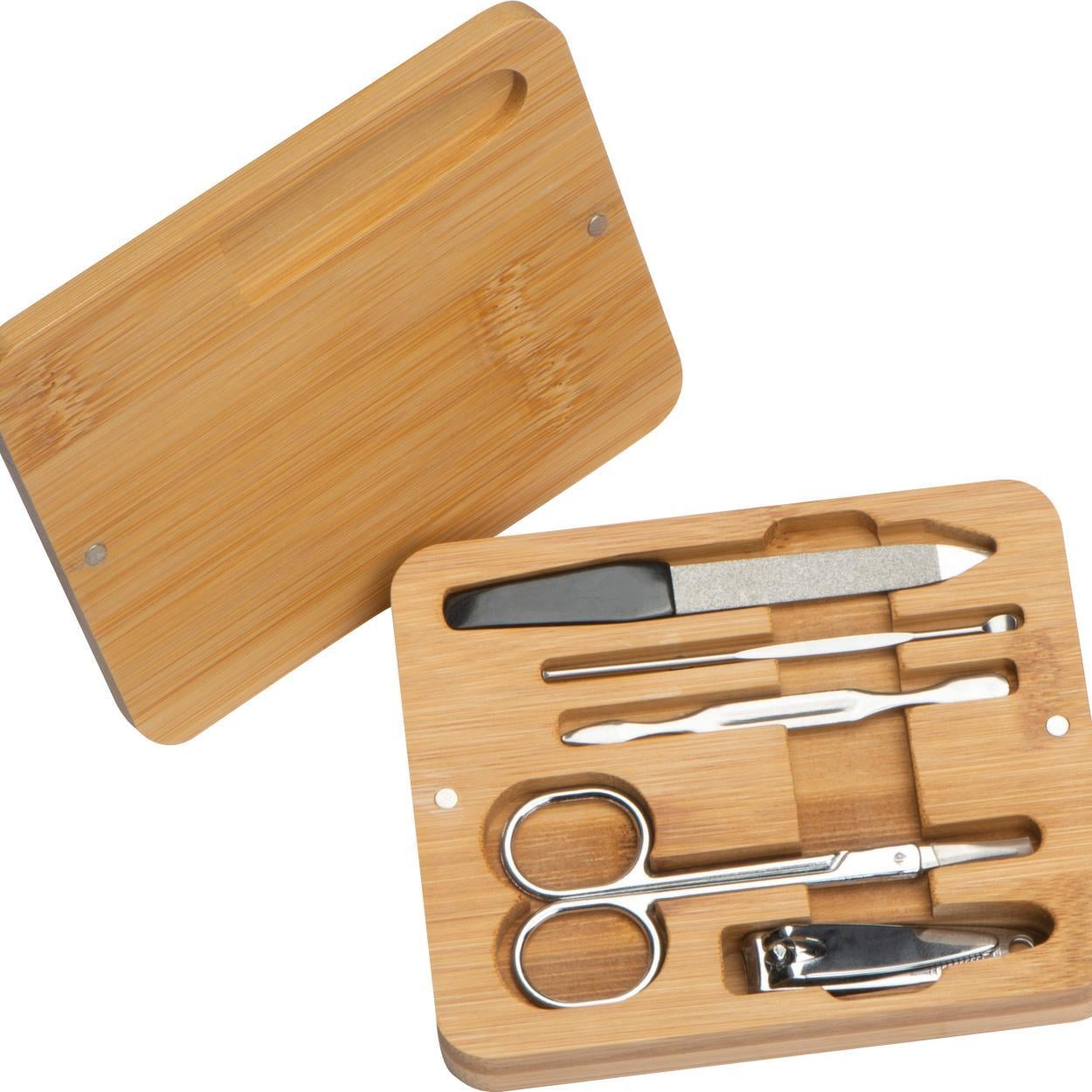 Manicureset in bamboe etui sample