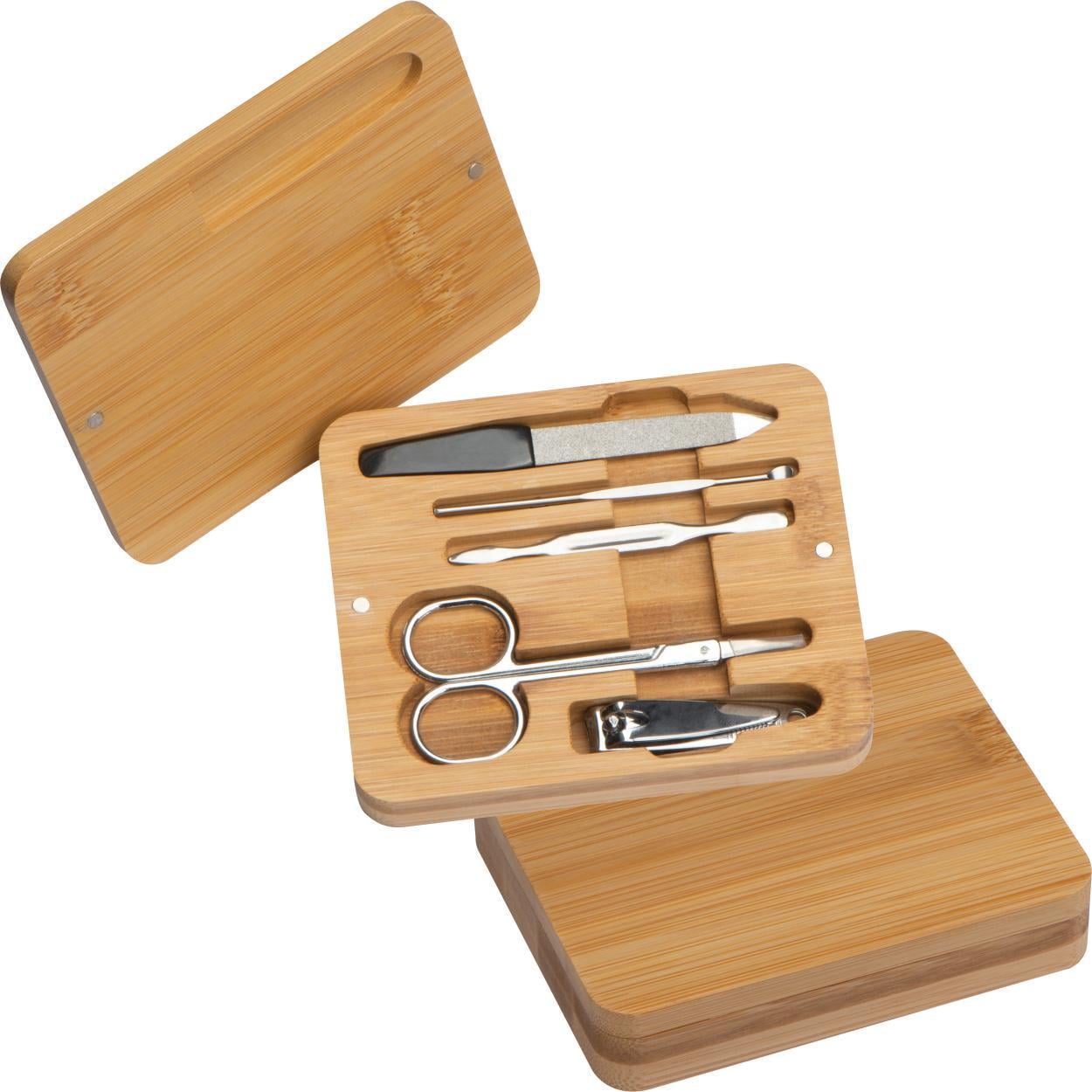Manicureset in bamboe etui sample