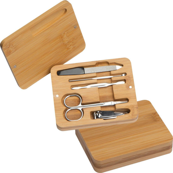 Manicureset in bamboe etui sample