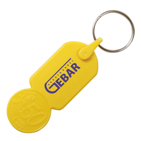 Sleutelhanger winkelwagenmuntje &euro; 0,50 donkerblauw 2 kleuren 11575