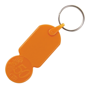 Sleutelhanger winkelwagenmuntje &euro; 0,50 donkerblauw 3 kleuren 11576