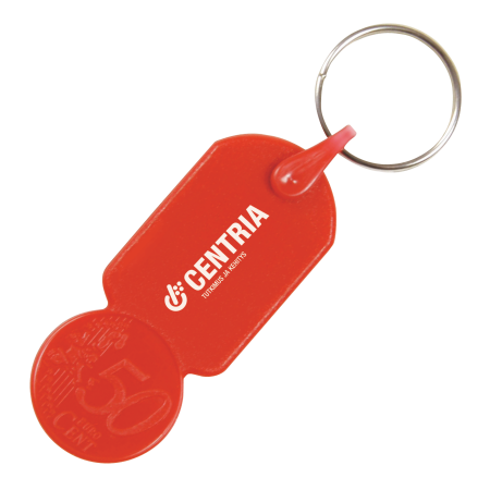 Sleutelhanger winkelwagenmuntje &euro; 0,50 bedrukken