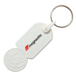 Sleutelhanger winkelwagenmuntje &euro; 0,50 donkerblauw 4 kleuren 11577