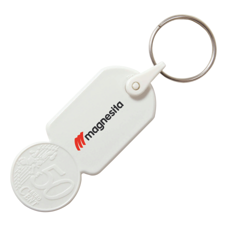 Sleutelhanger winkelwagenmuntje &euro; 0,50 donkerblauw 4 kleuren 11577