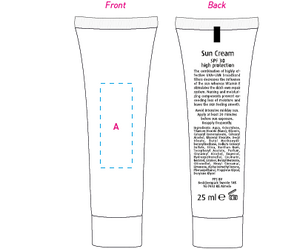 Tube 25 ml zonnebrandcr&egrave;me factor 30 bedrukken