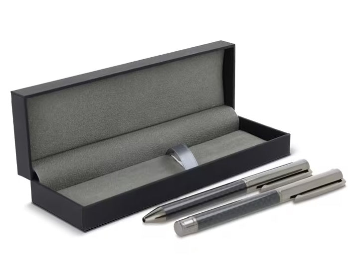 Metalen balpen en rollerbal pen set  met opdruk