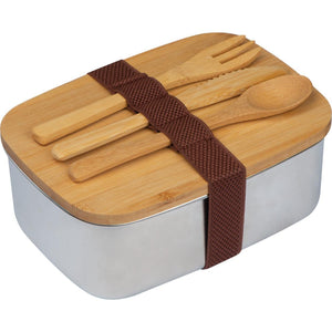 Grote lunchbox met bestek en deksel van bamboe 4643