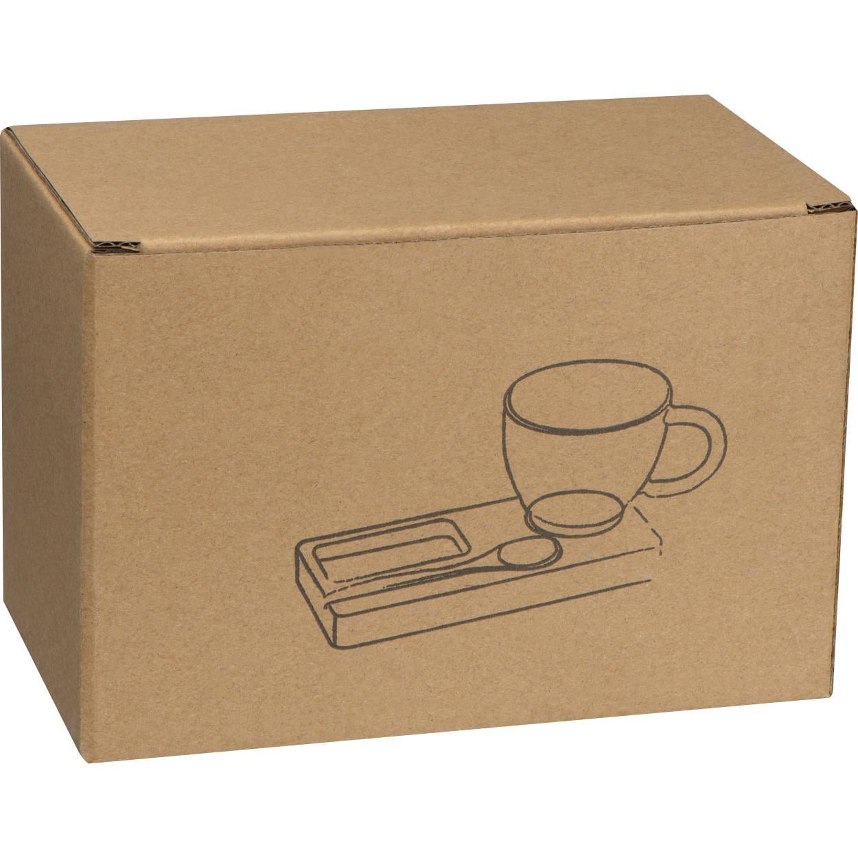 Koffie/ Thee setje met een bamboe serveerplankje en bamboe lepel sample