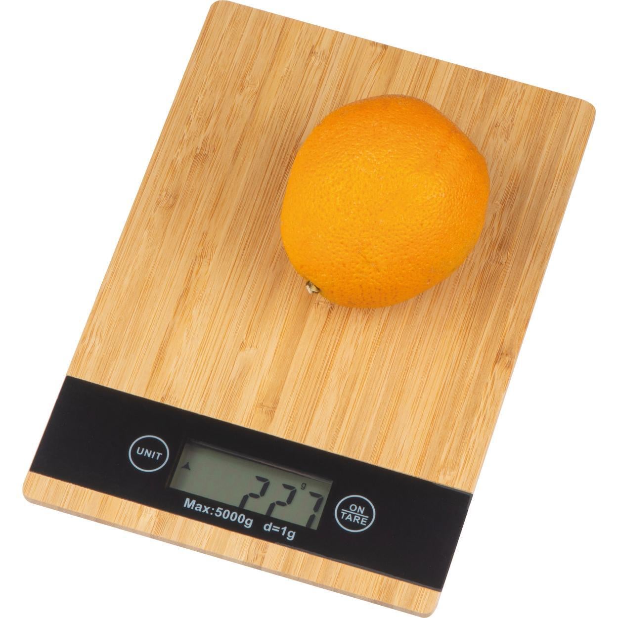 Keukenweegschaal van bamboe met zwart display sample