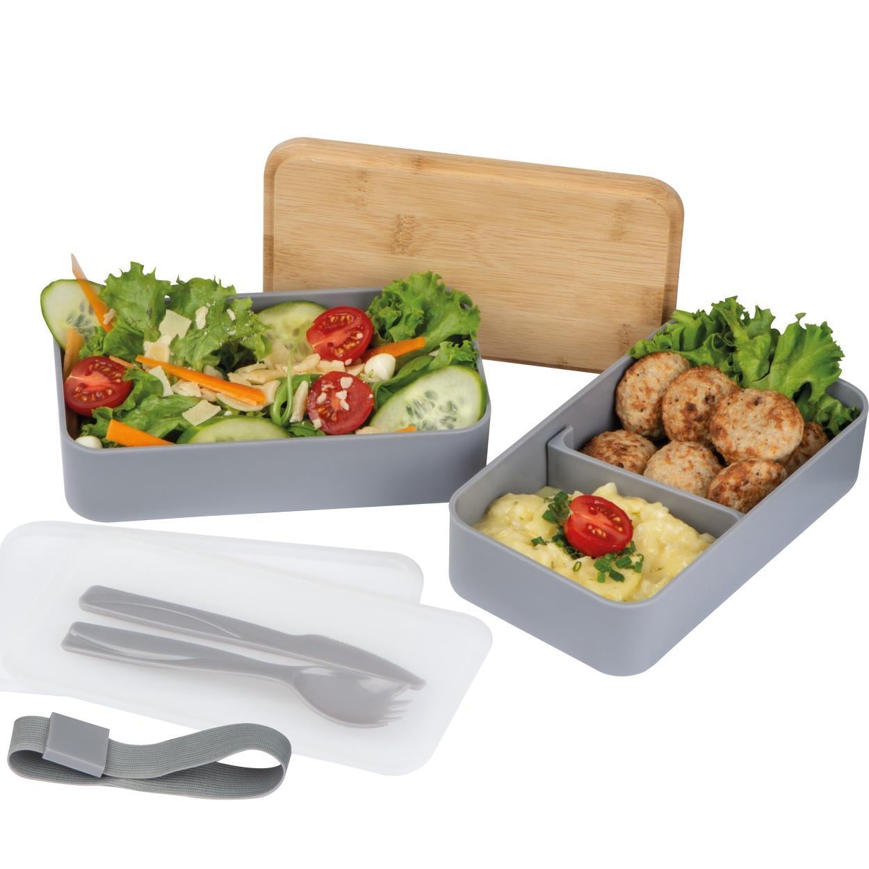 Dubbel-laags lunchbox van PP en bamboe sample
