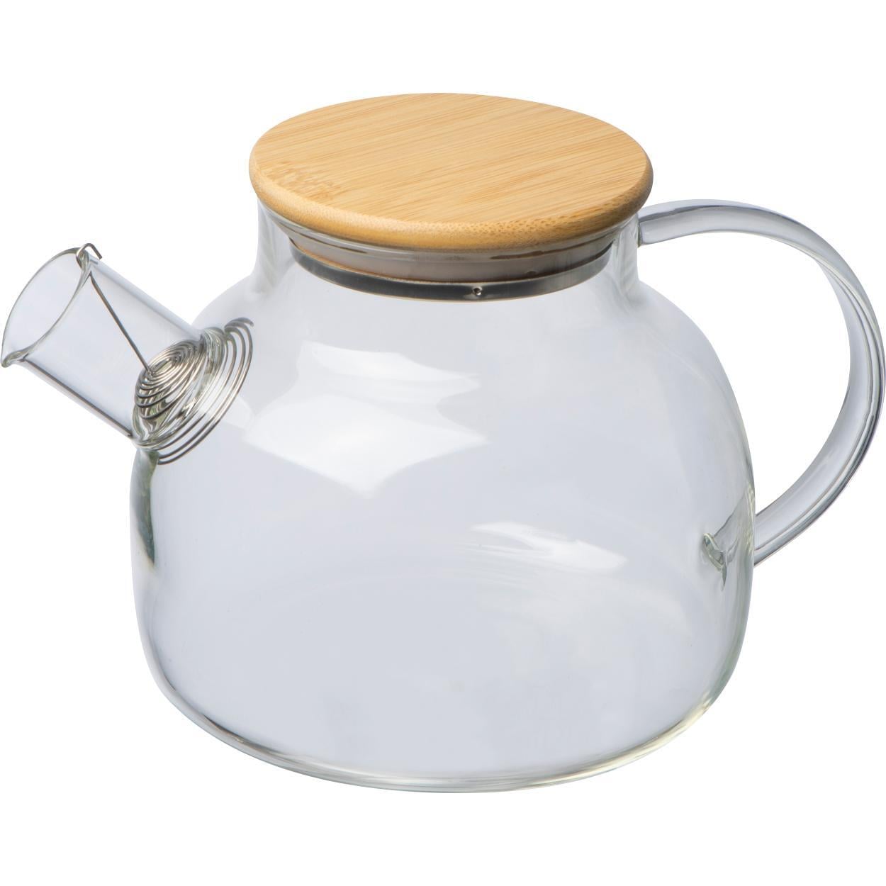 Theekan van glas met bamboe deksel bedrukken