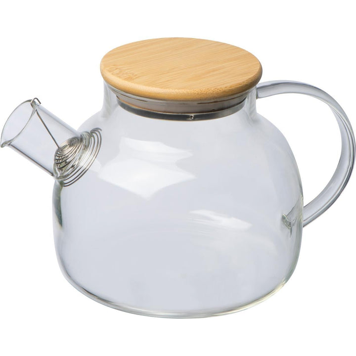 Theekan van glas met bamboe deksel bedrukken