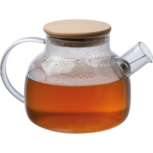 Theekan van glas met bamboe deksel 12440