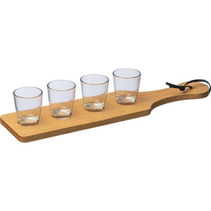 Schnapps setje bestaande uit 4 glazen en een plankje bedrukken