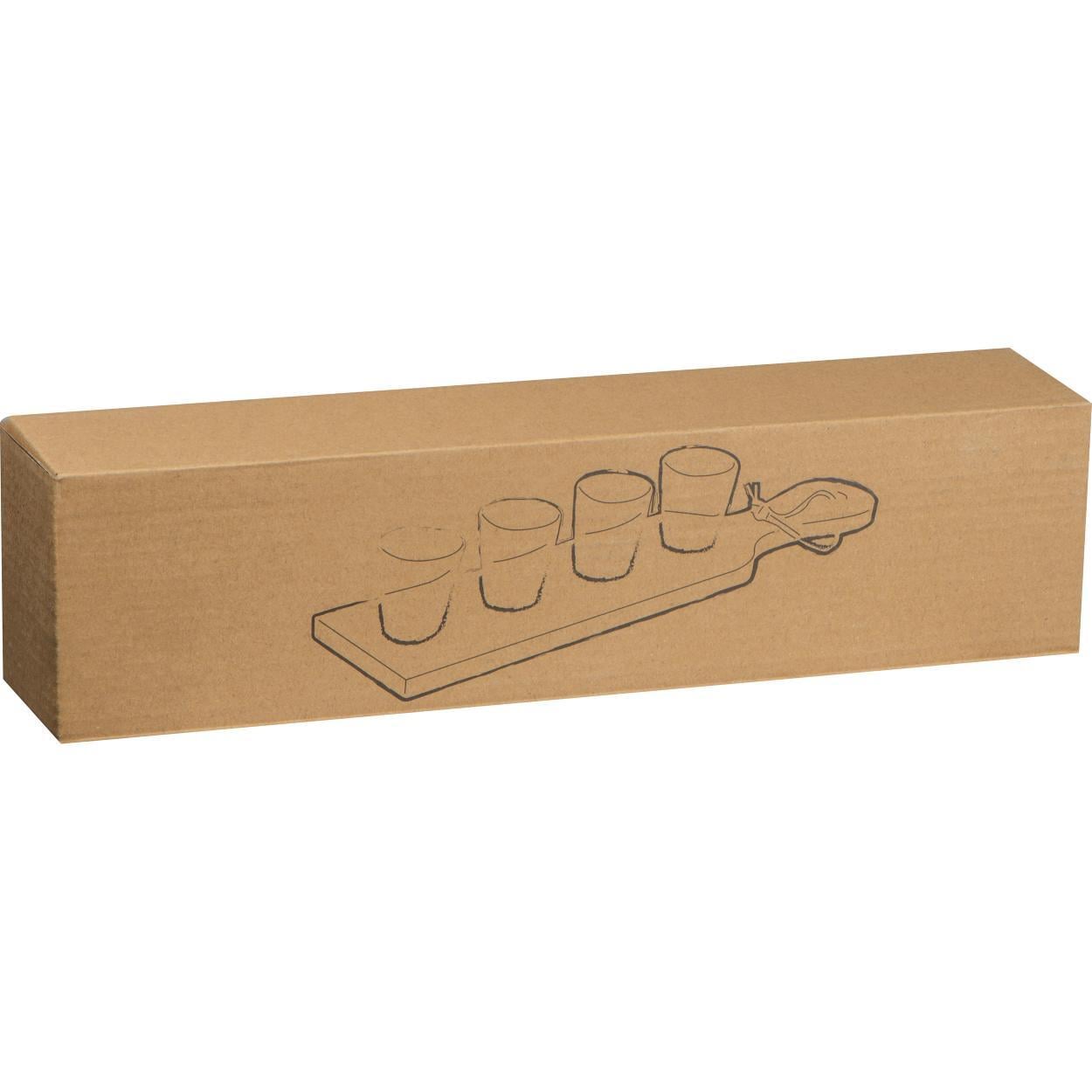 Schnapps setje bestaande uit 4 glazen en een plankje 10806
