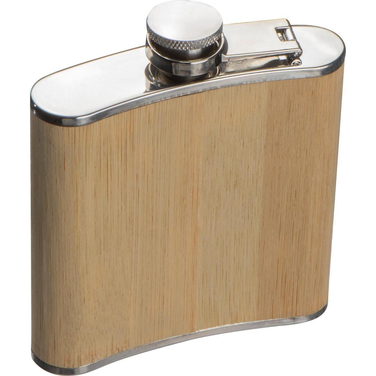 Heupfles RVS met bamboe ommanteling sample