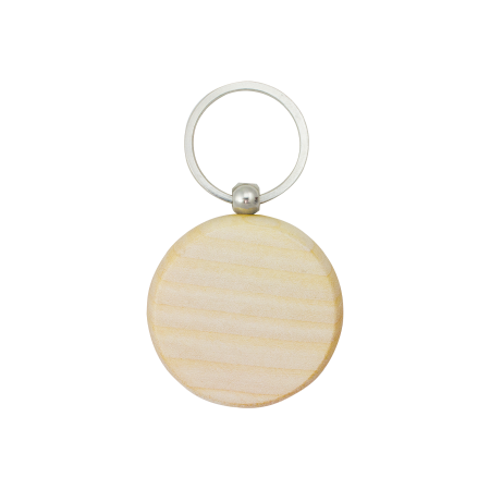 Ronde houten sleutelhanger. bedrukken