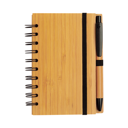 Bamboe notitieboek A6 met pen bedrukken