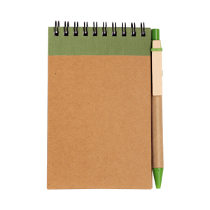 Recycled notitieboek A6 met pen lichtgroen 1 kleur 9745