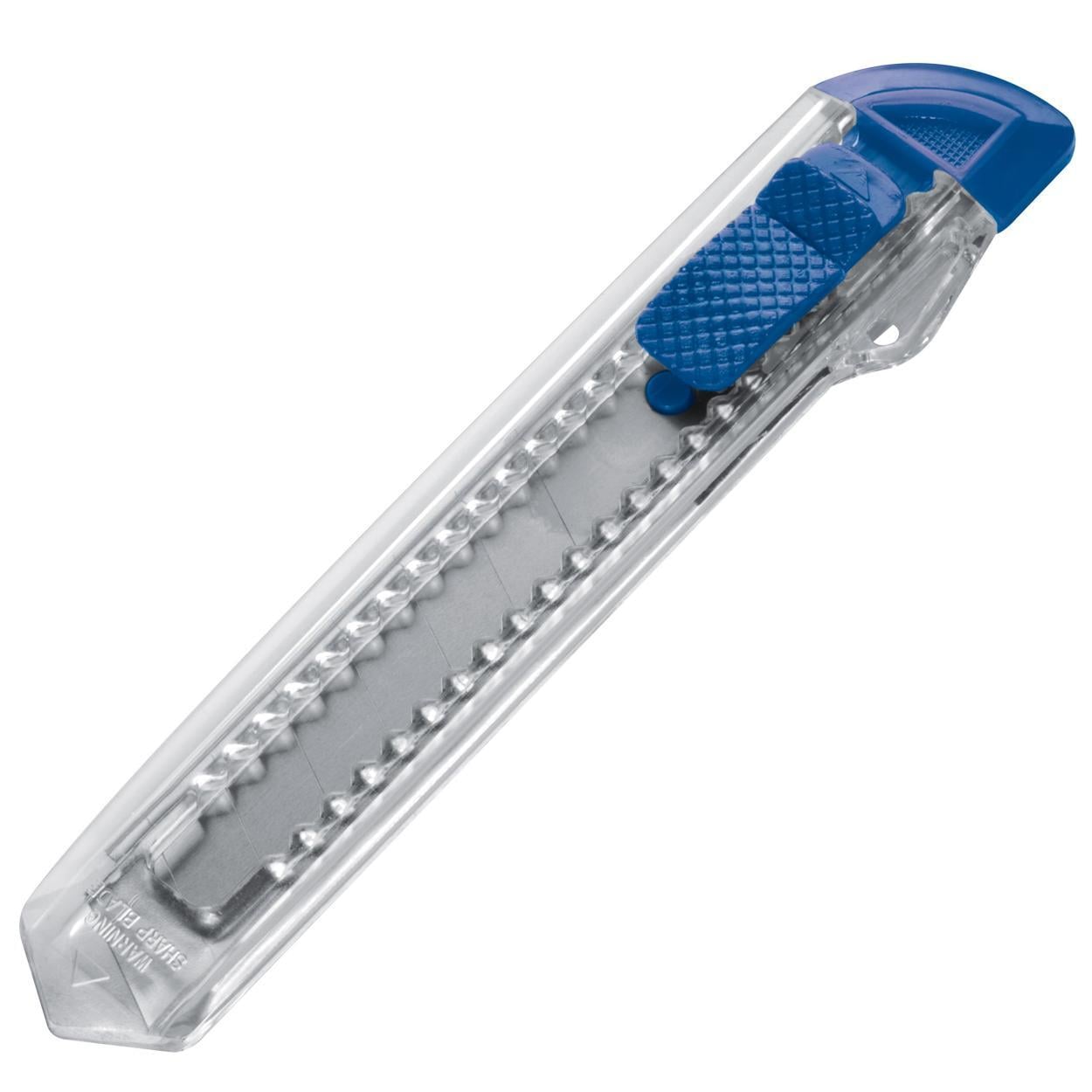 Transparante breekmes met gekleurde clip. blauw 1 kleur 12626