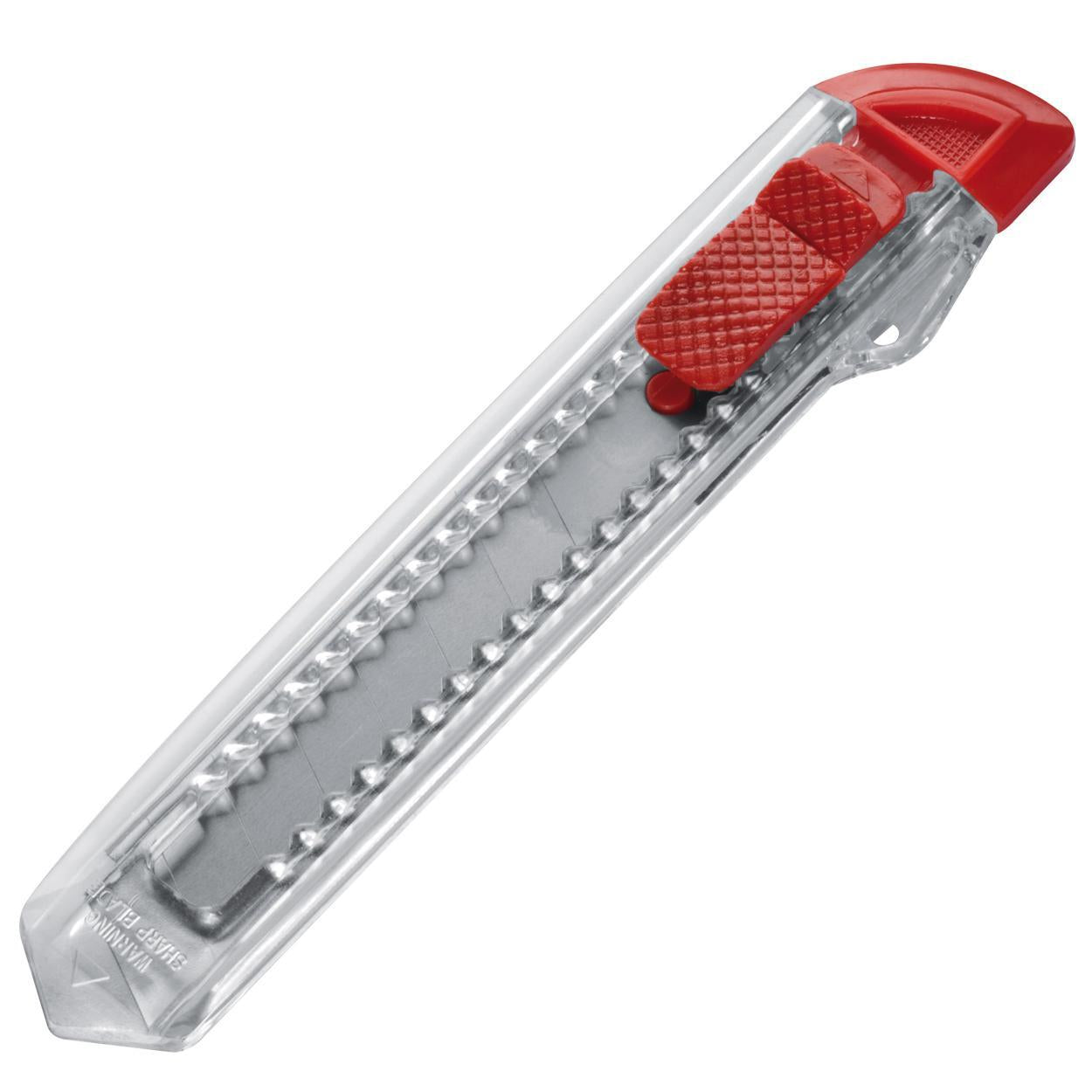 Transparante breekmes met gekleurde clip. rood 1 kleur 12627