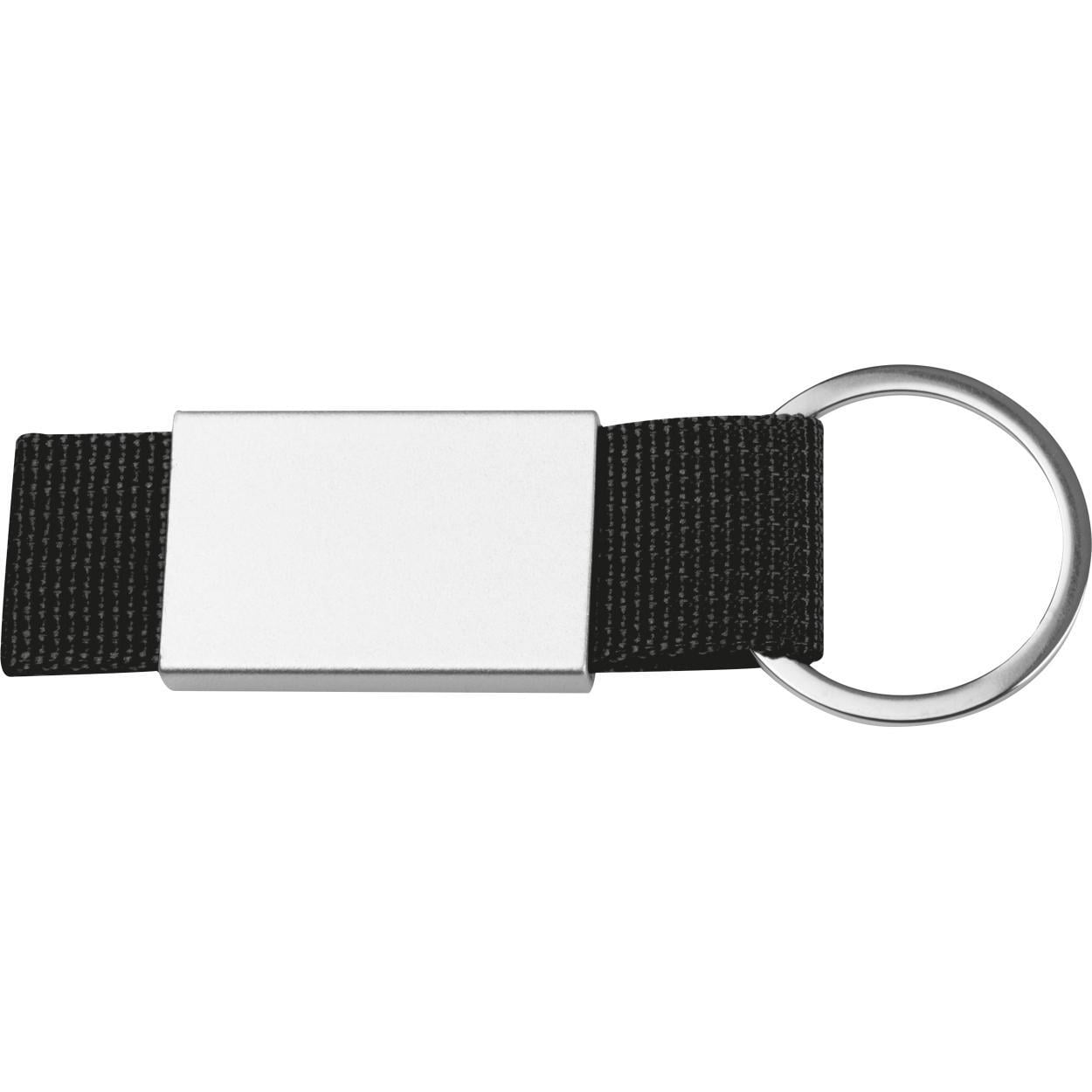 Sleutelhanger van stof en metaal sample