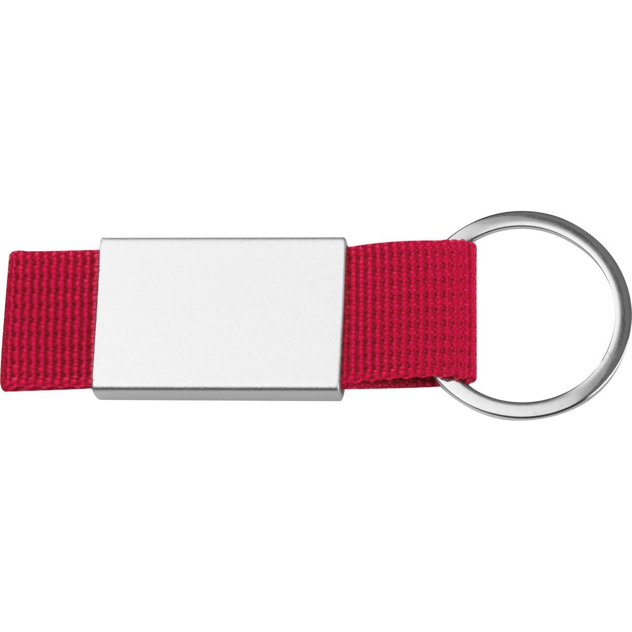 Sleutelhanger van stof en metaal sample