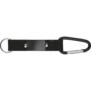 Sleutelhanger met karabijnhaak en metalen plaatje rood Graveren 11418