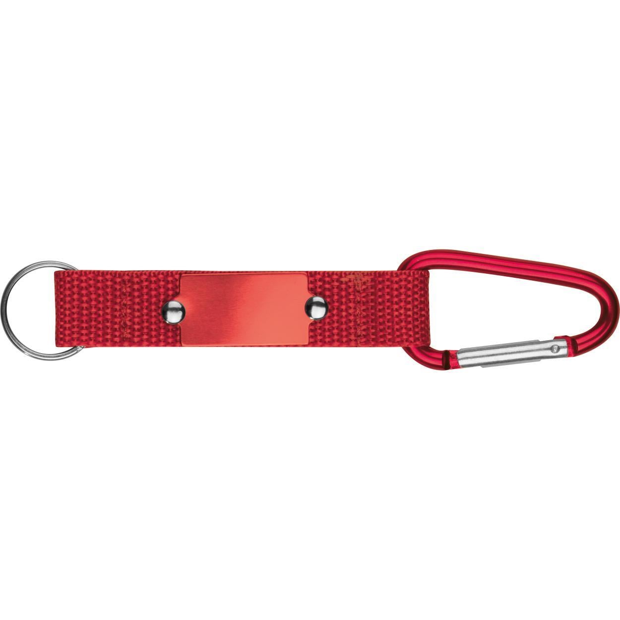 Sleutelhanger met karabijnhaak en metalen plaatje 11412