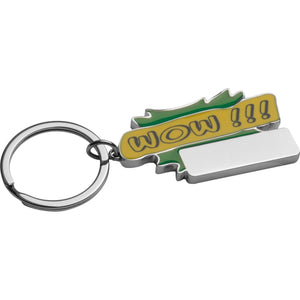 Sleutelhanger "Wow" lichtblauw Graveren 11303