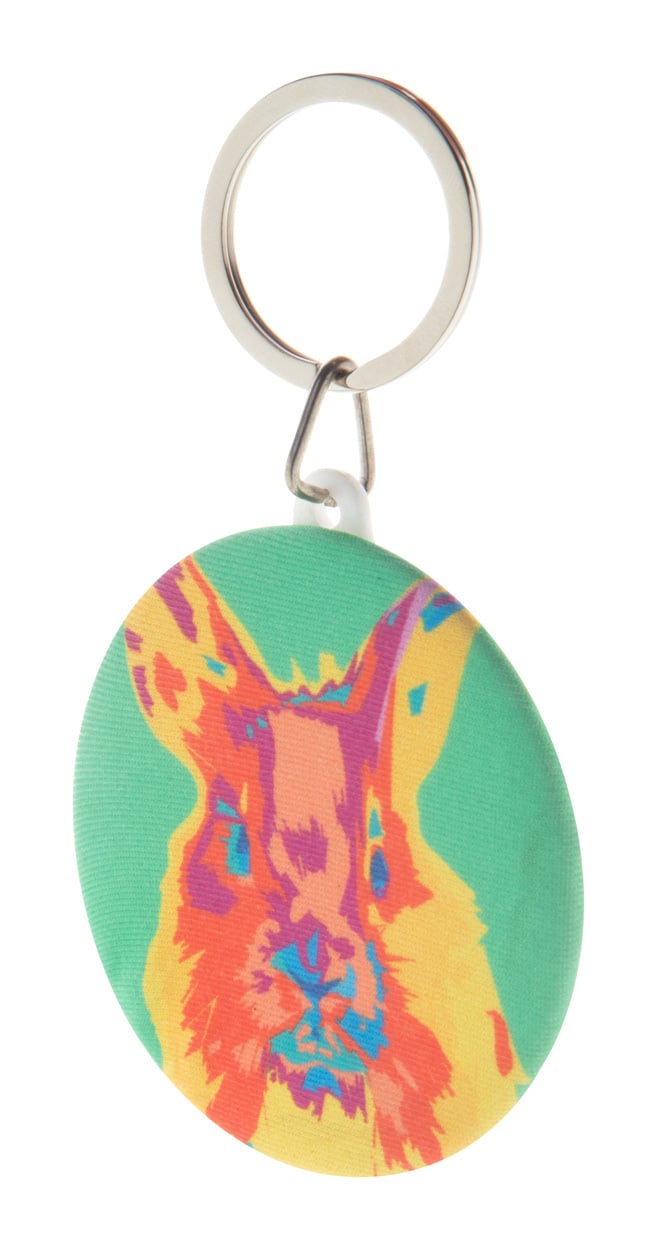 RPET-sleutelhanger met speld KeyBadge RPET Maxi sample