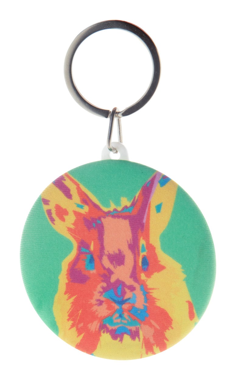 RPET-sleutelhanger met speld KeyBadge RPET Maxi sample