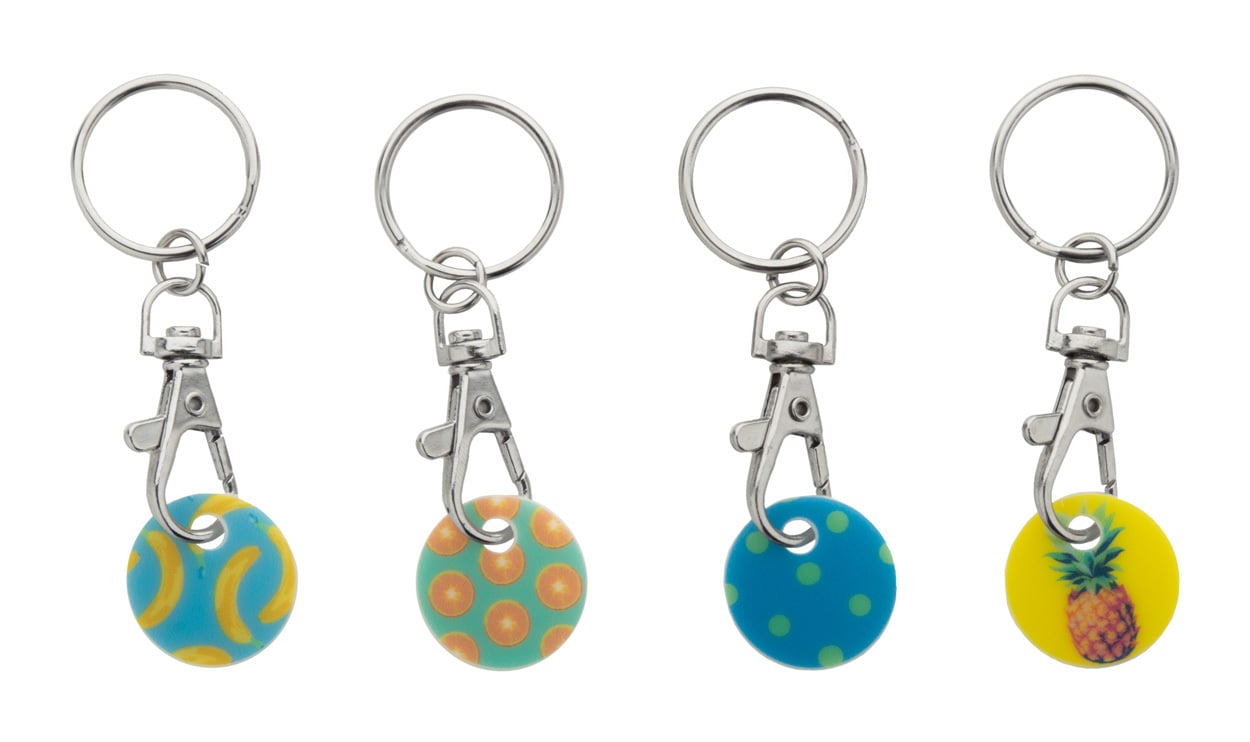 winkelwagenmuntje sleutelhanger ColoShop sample