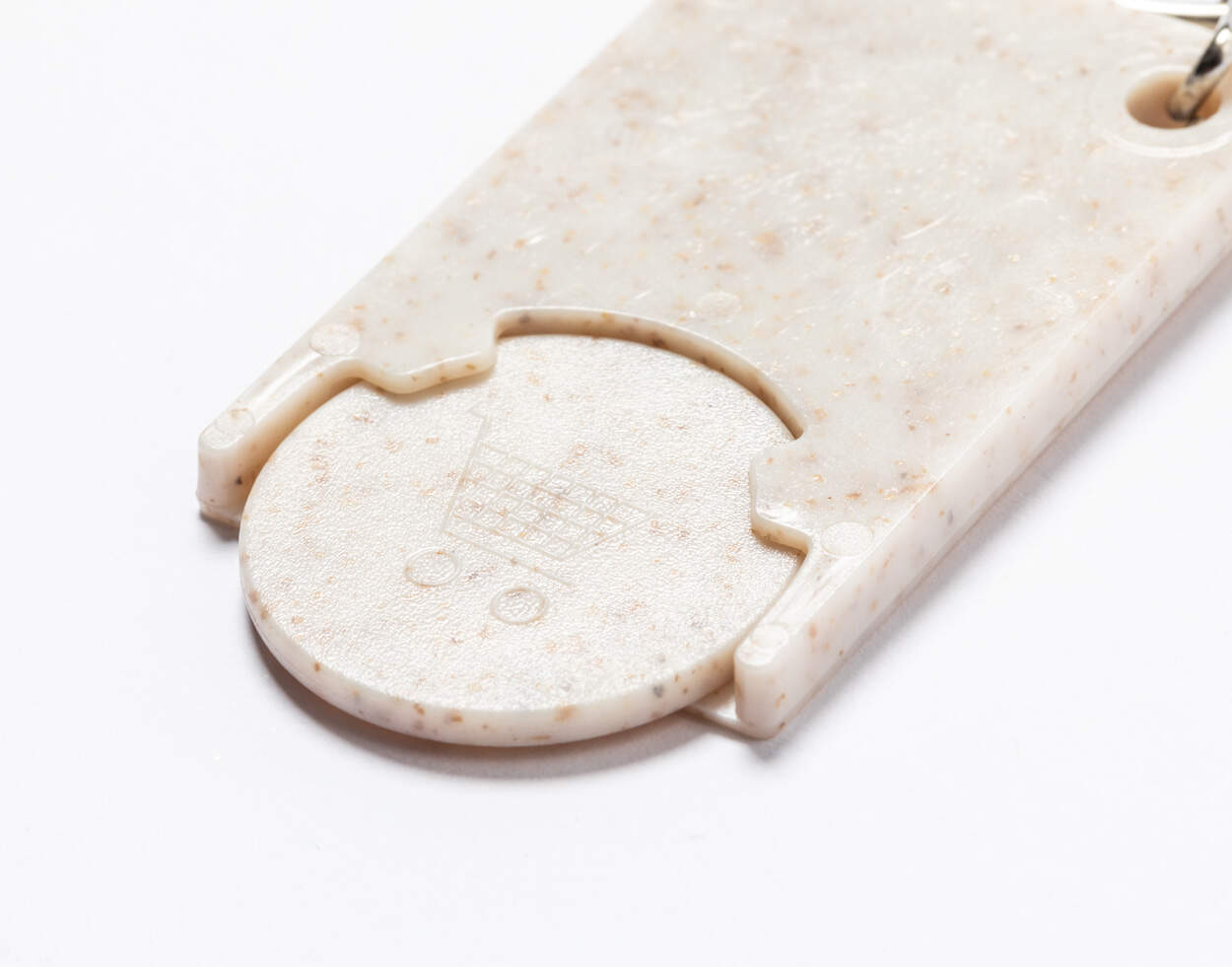 winkelwagenmuntje sleutelhanger Prook beige onbedrukt 13386