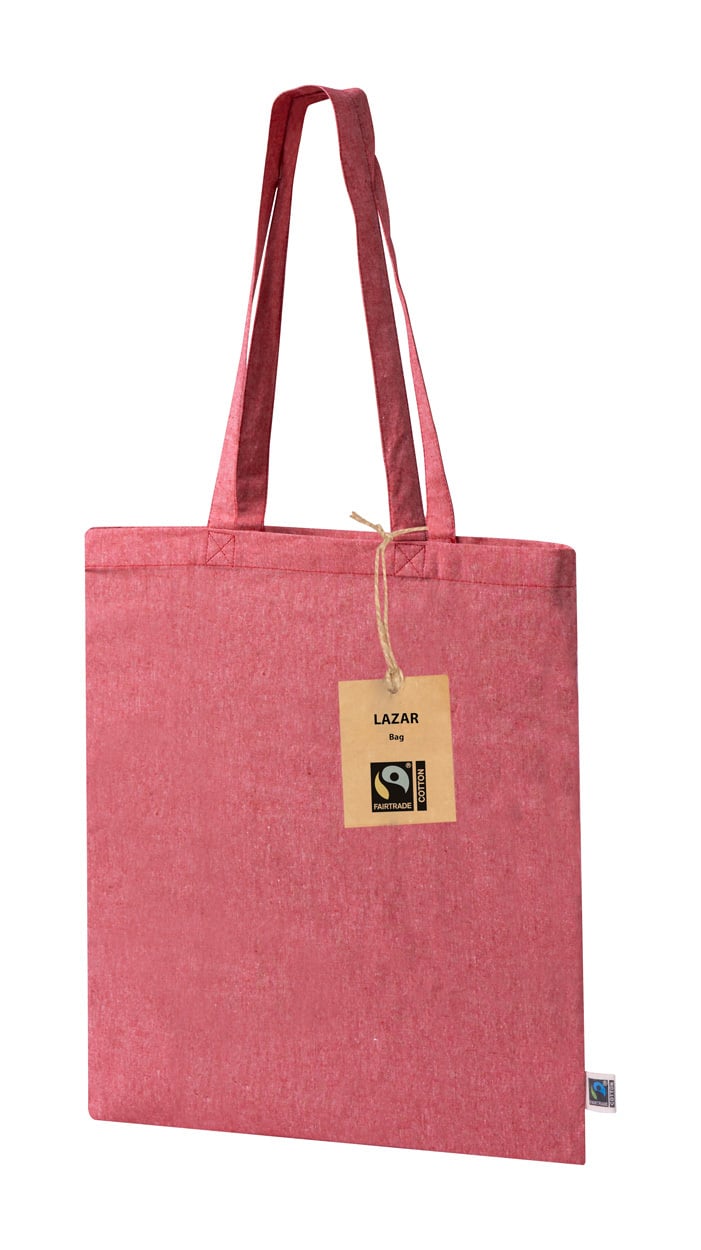 Fairtrade boodschappentas Lazar rood onbedrukt 3703