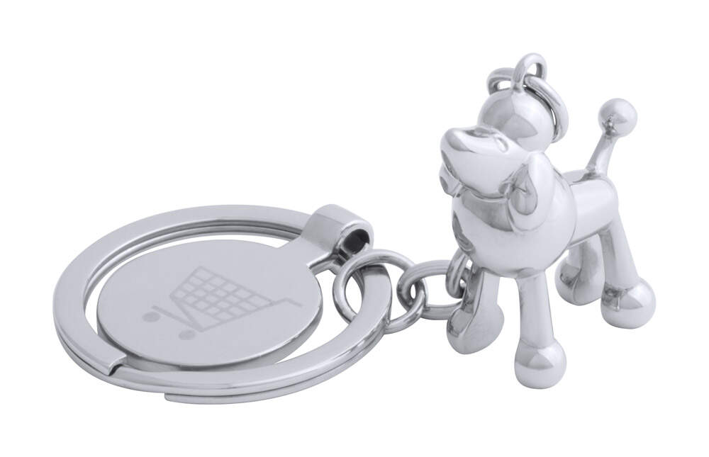 winkelwagenmuntje sleutelhanger, hond Hoinzo bedrukken