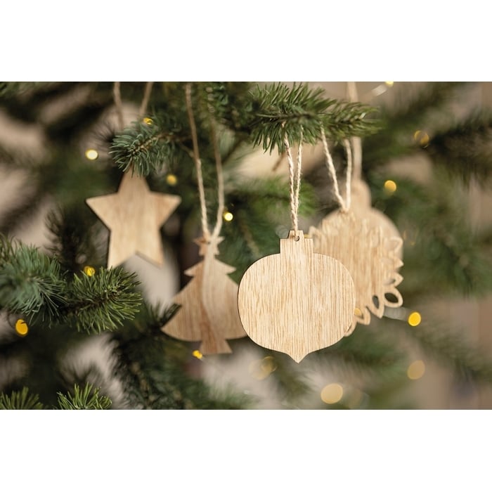 Houten kerstversiering set sample