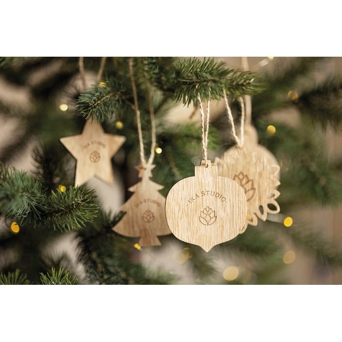 Houten kerstversiering set sample
