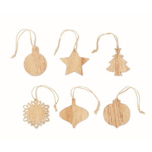 Houten kerstversiering set bedrukken
