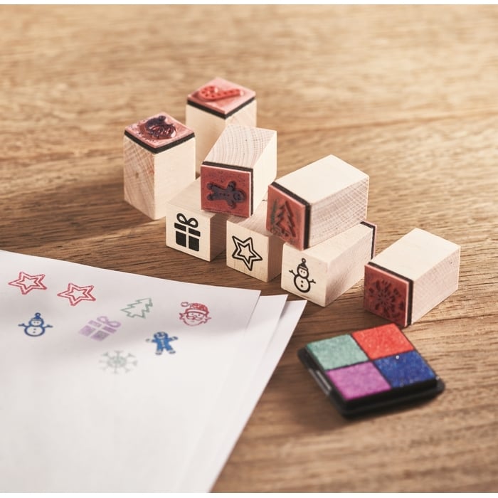 8 houten kerststempelset 309