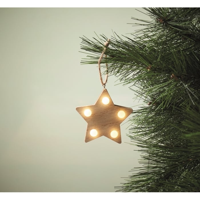 Houten ster met lichtjes sample